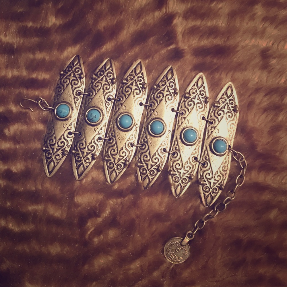 Faux turquoise bracelet, adjustable